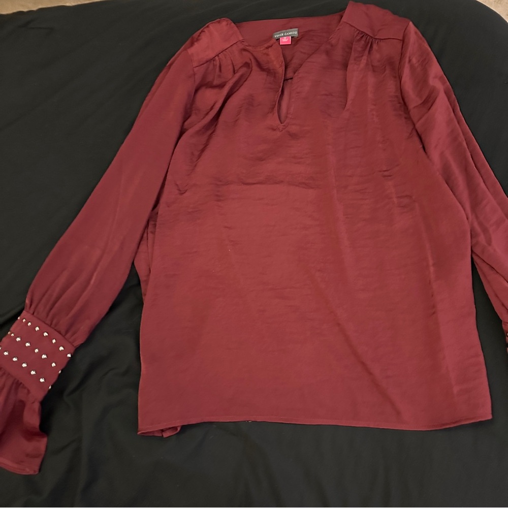 Vince Camuto top with detail and ruffle sleeve
